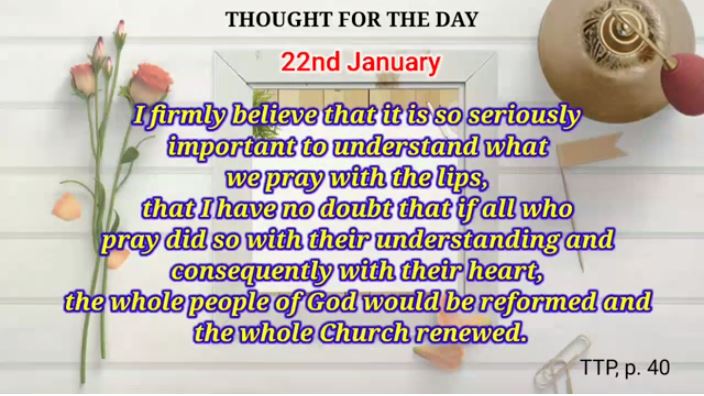 SPIRITUAL CALENDAR 22nd January